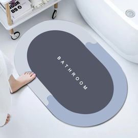 Tapis De Bain Absorbant Antidérapant, 40x60cm Tapis Salle De Bain Diatomite Microfibre, Tapis De Salle De Bain À Séchage Rapide, Douche Et Tapis D'entrée(Gris Bleu)