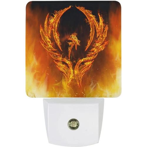 Veilleuse Led Fire Phoenix Avec Capteur Automatique Du Crepuscule A L'aube, Jolie Veilleuse Econome En Energie Pour Chambre A Coucher