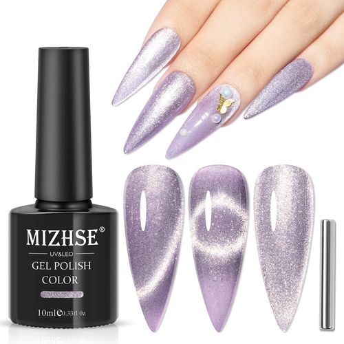 Vernis À Ongles Uv Chat Magnétique Cat Eye Glitter Violet Vernis À Ongles Gel Magnétique Soak Off Uv/Led 10 Ml Cadeau Femme 