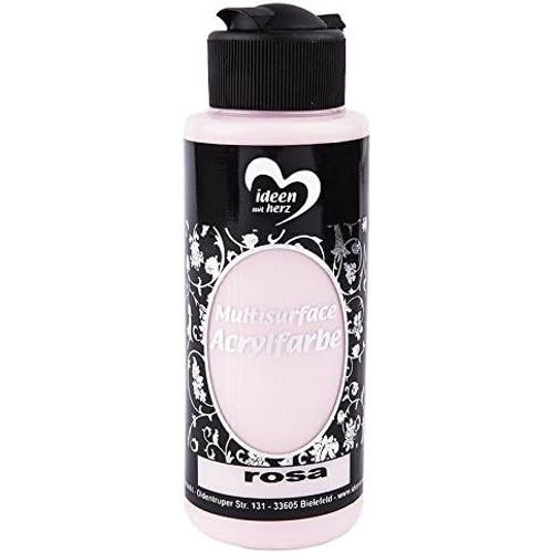 Peinture Acrylique Multisurface - universelle pour différentes surfaces - couleur à peindre de bois, verre, polyester, céramique, porcelaine, polystyrène, plastique, cuir| 120 ml (rose)
