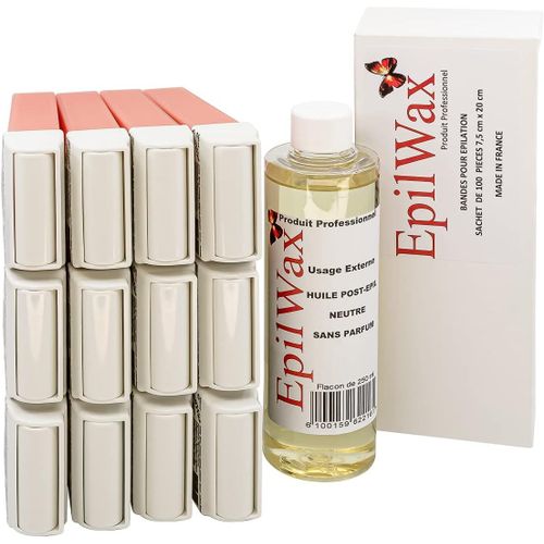 Lot De 12 X Roll On Cire Epilation À La Rose + 100 X Bandes D'épilation + Huile Après Épilation - Jambes, Aisselles, Corps - Facile À Étaler Et À Retirer