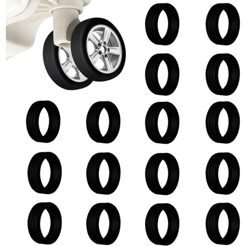 16 Pièces Protection Roue Valise en Silicone, Luggage Compartment Wheel Protection Cover Durable Housses de Roues de Valise à Bagages Silencieuse Réduction de Bruit Housse Valise Protection