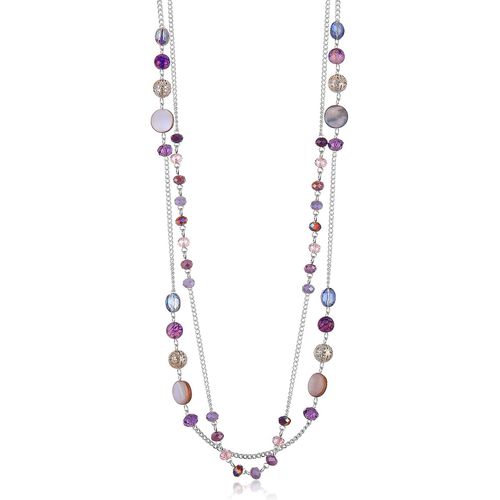 Collier Long En Argent Pour Femme Collier Élégance À Double Pendentif En Perles De Cristal Bijou De Mode Cadeau Pour Femmes