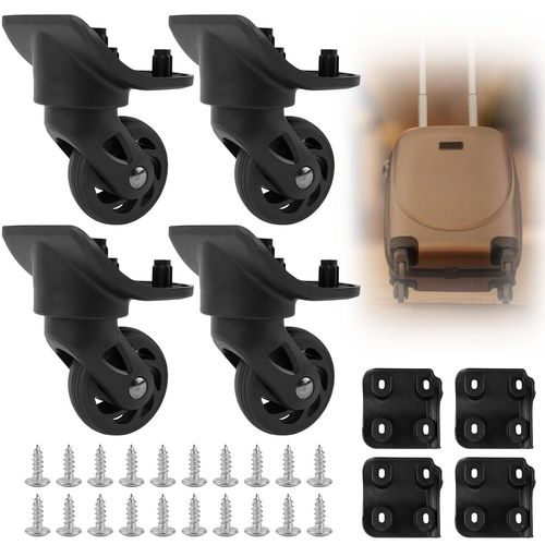 Roue de Roulette Diamètre 45mm Roues Roulettes Pivotantes de Rechange En Pvc pour Valise Souple Universelle de Remplacement Pivotante à Bagages Démontable 2 Paires
