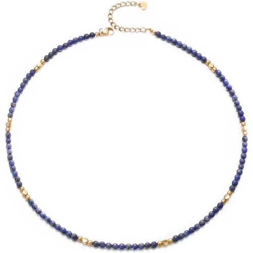 Pierre Précieuse Naturelle Halskette Collier Femme Doré Boho Chaîne Ras Du Cou Court Perles En Acier Inoxydable Pierre Fossile Été Plage Fait À La Main Réglable 37 Cm Bijoux Cadeaux