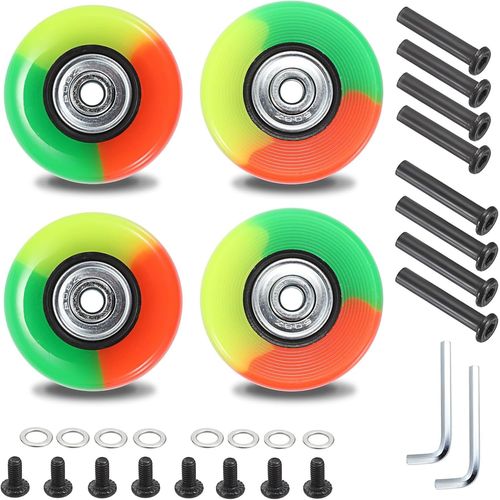 Lot de 4 roues de rechange universelles en caoutchouc pour valise, 50 x 18 mm, roulements de rechange, roues de rechange, roues de rechange, roues de rechange, essieux de 30/33 mm, colorés