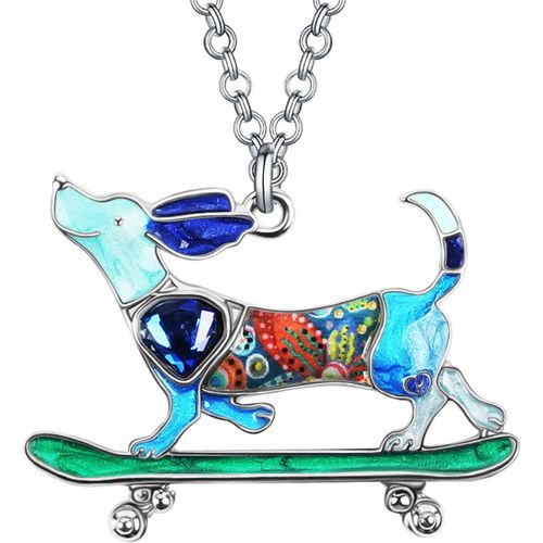 Collier De Teckel En Alliage Émaillé Avec Pierres De Rhin Pendentif Pour Chien Bijoux Pour Femmes Filles Cadeaux