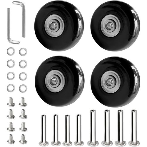 4 Pièces Valise Roues de Rechange 50mm x 18mm, Roue Valise Universelle, Valise Roues Remplacement, Roulettes de Rechange en Caoutchouc, pour Valises, Chariots à Bagages, Poussettes