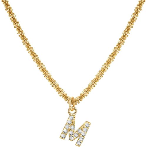 Collier Femme Lettre A-Z Collier Or Acier Inoxydable Français Diamants Brillants Initial Prenom Personnalisé Collier Femmes Filles Or Bijoux Cadeaux