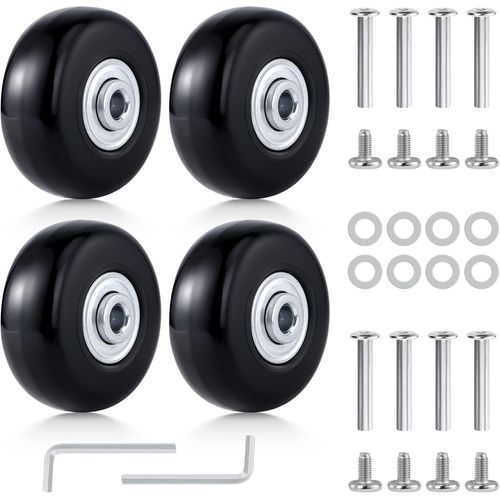 Lot de 4 roues de rechange en caoutchouc 40/50 pour valise - Roulettes pivotantes en caoutchouc - Noir (45 mm)