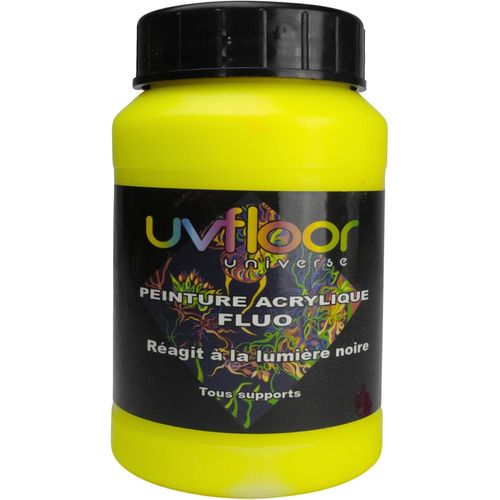 Peinture Acrylique Jaune Fluo - Spéciale Lumière Noire Et Ultra Violet - Flashy - Fluide Et Ultra Pigmentée - Fluorescent - 250ml