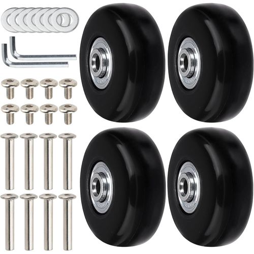 Lot de 4 roulettes de rechange de 50 mm x 18 mm - En caoutchouc silencieux - Universelles - Convient pour valises, trolleys