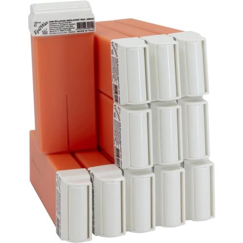 Roll On Cire Epilation À L'argan - Jambes, Aisselles, Corps - Facile À Étaler Et À Retirer - Lot De 12 Recharges/Cartouches - 100 Ml