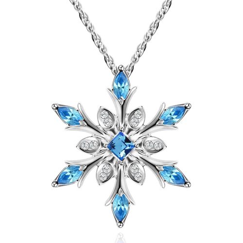 Collier Femme, Pendentif Flocon De Neige Avec Cristaux, Dans Une Boîte Cadeau