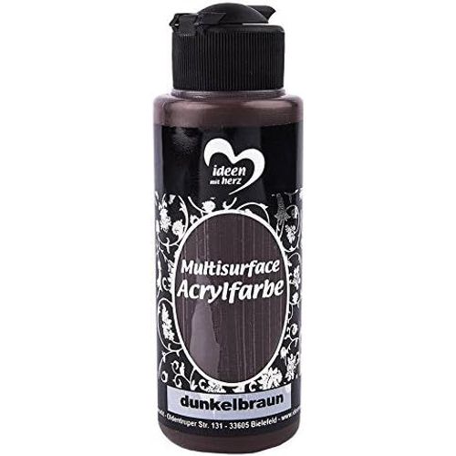 Peinture Acrylique Multisurface - universelle pour différentes surfaces - couleur à peindre de bois, verre, polyester, céramique, plastique, cuir - 120 ml (marron foncé)