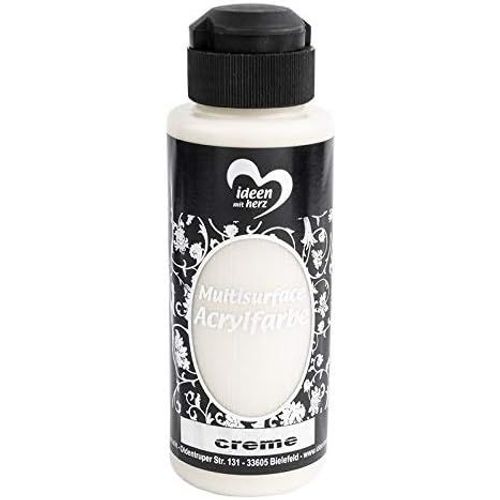 Peinture Acrylique Multisurface - universelle pour différentes surfaces - couleur à peindre de bois, verre, polyester, céramique, porcelaine, plastique, cuir - 120 ml (blanc cassé)