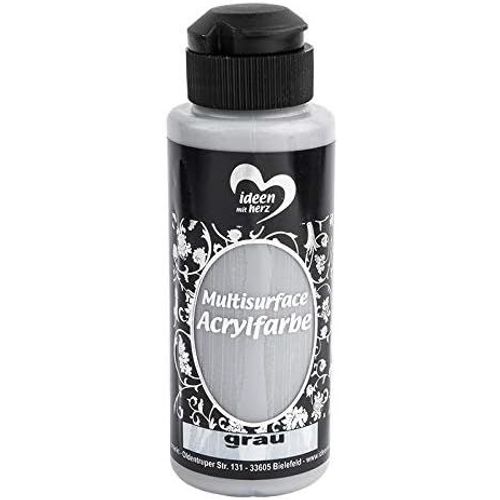 Peinture Acrylique Multisurface - universelle pour différentes surfaces - couleur à peindre de bois, verre, polyester, céramique, porcelaine, polystyrène, plastique, cuir| 120 ml (gris)