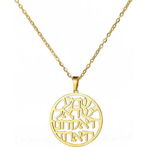 Shema Israël Collier Pour Femme Judaïca Hébreu Kabbale Bénédiction Religieuse Amulette En Acier Inoxydable Creux