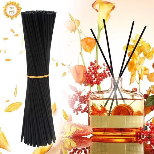 Diffuseur Parfum Maison Batonnet, 200 Pcs Diffuseur de Parfum Batonnet Noir pour Salon, Chambre, Salle de Bains, Bureau, Recharge Diffuseur Batonnet 24 Cm