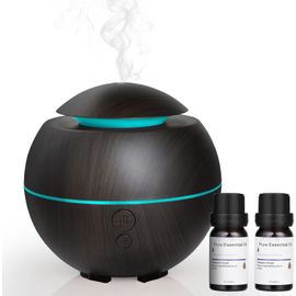 Diffuseur D'huiles Essentielles 180ml, Arôme Diffuseur Ultrasonique, Sans Bpa, Avec Lumière Led À Couleurs Variables - Bois Foncé 