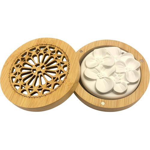Diffuseur d'Huiles Essentielles en Plâtre avec Boîte à Parfum en Bois - Parfait pour Le Salon, la Salle de Bain, et la Chambre - Artisanat en Plâtre Élégant