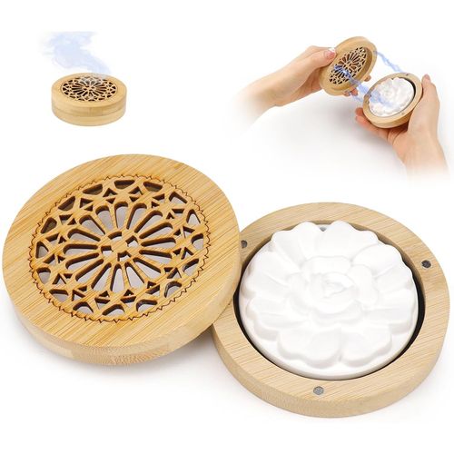 Diffuseur D'huiles Essentielles Pierre Diffuseur Pierre à Parfum en Plâtre dans Une boîte avec Boîte à Parfum en Bois pour Bureau Salon Salle de Bains