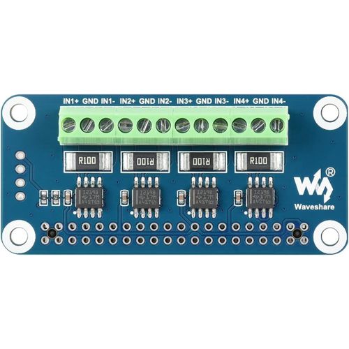 4ch Current/Voltage/Power Monitor Hat,with Standard 40PIN GPIO Extension Header,Compatible with Raspberry Pi Series Boards