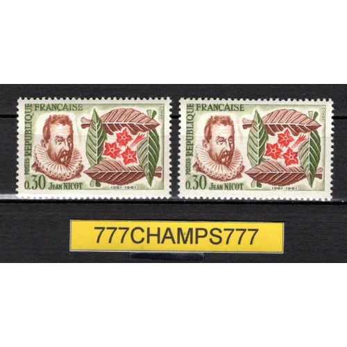 4 Centenaire De L'introduction Du Tabac. Jean Nicot. Feuille Et Fleurs De Tabac. 1961. Y & T 1286
