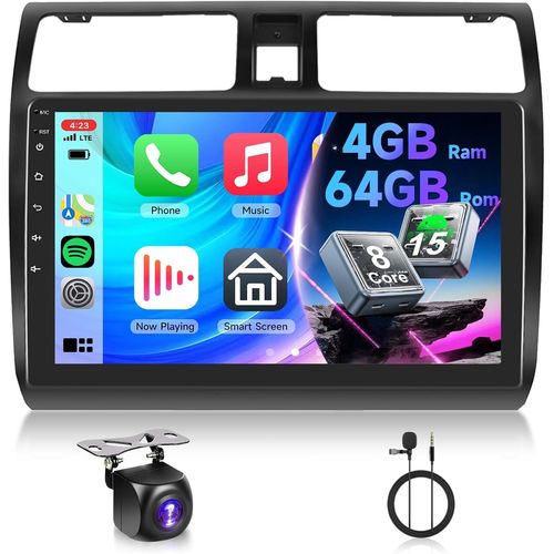 4G 64G Android 15 Car Radio for Suzuki Swift 2005-2010 Q-Snapdragon 8 Cores Carplay Android Auto Bluetooth Wifi GPS RDS/FM DSP 9 Inch Touchscreen 1280 x 720 2 DIN Radio with AHD Rear View