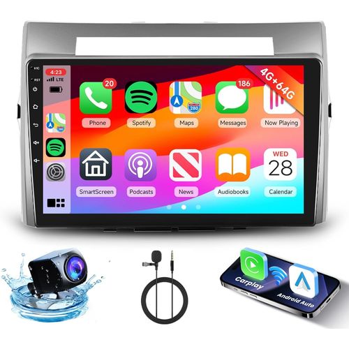 4g+64g Android Autoradio Pour Toyota Corolla Verso Ar10 2004-2009 Radio Carplay Android Auto Sans Fil, 9 Pouces cran Tactile Poste Radio Gps, Bluetooth, Wifi, Dsp Fm/Rds Radio 2 D[Yin4185092]