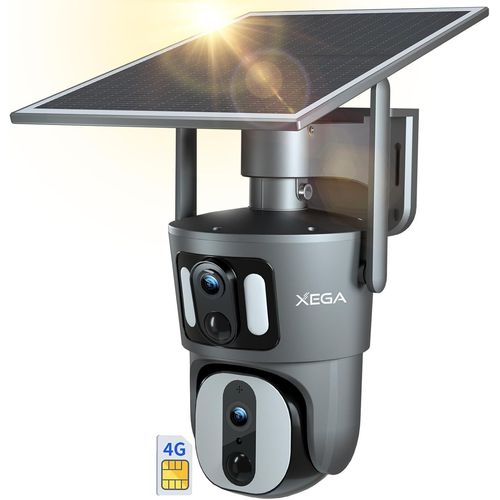 4G Lte Camra De Scurit Extrieure  [Double Objectif] Sans Wifi  nergie Solaire Sans Fil Extrieure 1080P Vue  360  Double cran Couleur Vision Nocturne Audio Bidirectionnel[CAM6260864]