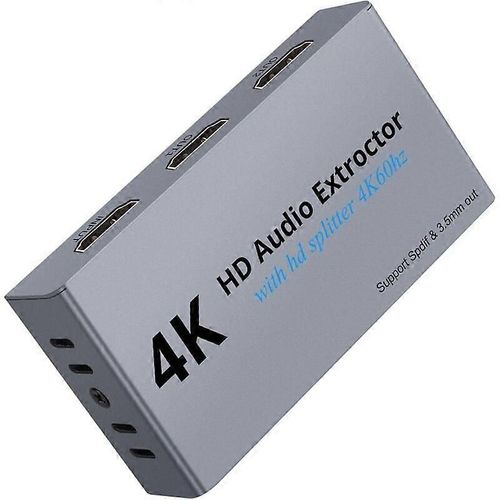 4K 3D HDMI Audio Extractor avec HD 1x2 HDMI Splitter HDMI vers Optique SPDIF Toslink Adaptateur Support 2CH/5.1CH 3.5mm Audio Stro pour PS4 Xbox One L