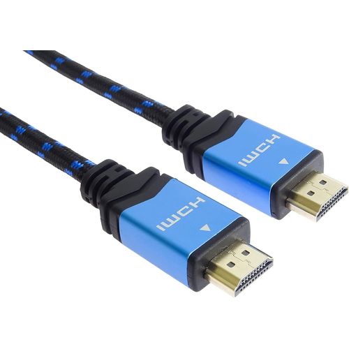 4K Cble Hdmi 2.0B Haute Vitesse M/M 18Gbps Avec Ethernet, Compatible Avec Vido 4K@60Hz, Deep Color, 3D, Arc, H , Dolby Truehd, Connecteurs Plaqus Or, Tress, Bleu, 1,5 M[ADA07740]