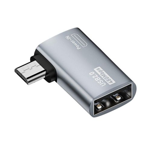 4K OTG Cable Adapter Power Supplied Micro-USB to USB with Angle Design. Suitable for Tablet, TV(Lef
