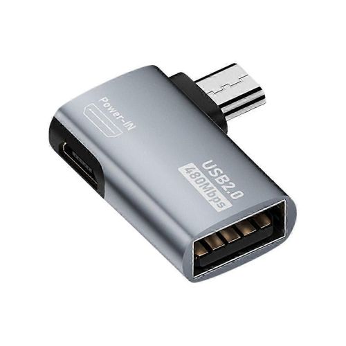 4K OTG Cable Adapter Power Supplied Micro-USB to USB with Angle Design. Suitable for Tablet, TV(Rig JN