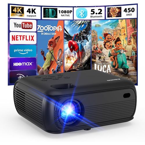 4K Vidoprojecteur 1080P Nativo 2025 Projecteur Portable Avec Smart Tv Os Apps Intgres, 450Ansi, Haut-Parleur Stro, Wifi 6, Bluetooth 5.2 Projecteur Compatible Con Tv Stick/Sma[APP6190110]