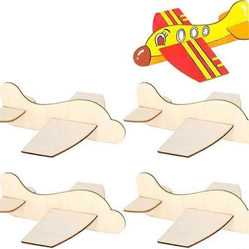 4pcs Blanc Bois Avion Assembler Avion Jouet Balsa Avions Assembler Avion Jouets Avion Modle Enfants Avion Jouets