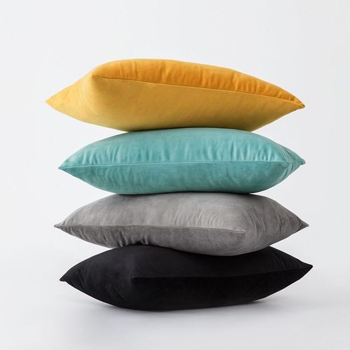 4pcs Housse Coussin En Velours 45x45cm Decoration Canap Salon Doux Housse De Coussin Colore Double Face  Motif Uni Dco
