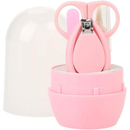 4pcs Pratique Daily Baby Nail Clipper Ciseaux Tweezers Kit Fournitures De Soin De Manucure (Rose)