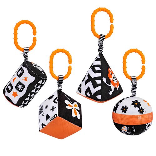 4pcs / Set Bb Jouet Dessin Anim Motif Dveloppement Visuel Noir Blanc En Peluche Suspendu Hochet Jouet Pour Les Tout-Petits