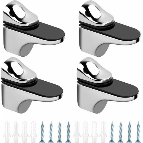 4pcs Support De Tablette En Verre Rglables Pince  Verre En Alliage De Zinc Supports D'tagre En Verre Fixation Murale Avec Vis Tubes D'expansion Pour Verre D'paisseur 3-20 Mm Planche Bois