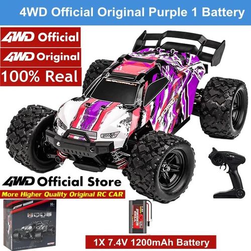 4WD Violet 1 Batterie - Voiture de course RC 4x4 tout terrain 80 KM/H ou 45 KM/H avec tlcommande LED, Camion monstre  drive  grande vitesse, Jouets cadeaux pour enfants