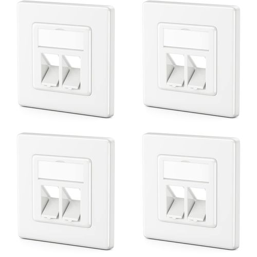 4X 2 Port Botier De Raccordement Lan Botier De Donnes Encastr Pour Modules Keystone Sortie Coude  45 Pour Modules Keystone Avec P. Ex. Rj45 Coaxial F Rj-11 Cinch Jack Toslin[GBP6272418]
