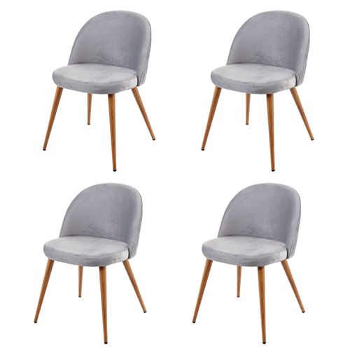 4x Chaise De Salle  Manger Hwc-D53, Fauteuil, Style Rtro Annes 50, En Velours   Gris Clair