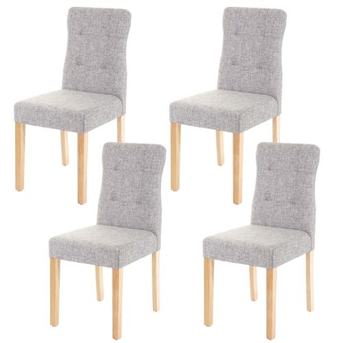 4x Chaise De Salle  Manger Hwc-E58, Fauteuil   Tissu Gris, Pieds Clairs