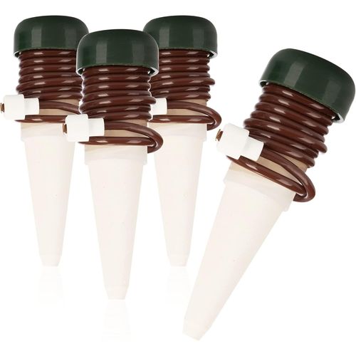 4x Cne D'arrosage, Cne D'argile Avec Tuyau Comme Distributeur D'eau Goutte  Goutte En Vacances, Systme D'arrosage Automatique Pour Plantes D'intrieur Et Fleurs (4 Pices - Marron)
