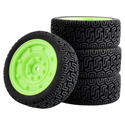 4x Pneus Moyeux De Pneu Jantes Pour Wltoys 144001 1/10 Rc Voiture Modle Acc Vert
