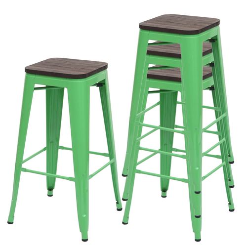 4x Tabouret De Bar Hwc-A73, Avec Sige En Bois, Mtal, Style Industriel    Vert