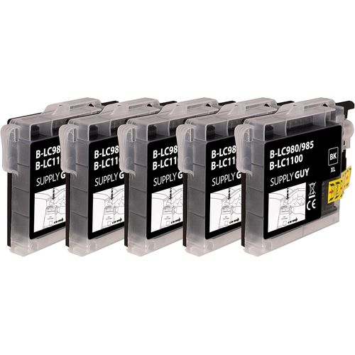 5 Cartouches D'encre Compatible Avec Brother Lc-985 Noir Pour Dcp-J125 Dcp-J140w Dcp-J315w Dcp-J515w Mfc-J220 Mfc-J265w Mfc-J410 Mfc-J410 Series Mfc-J415w