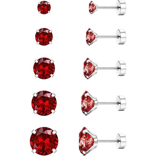 5 Couleurs 20g Cz Hypoallergnique Boucles D'oreilles Pour Femmes Hommes Flatback Acier Inoxydable Cubic Zirconia Boucles Doreilles Cartilage Piercing Boucles D'oreilles Clou Noir Rouge[H711]